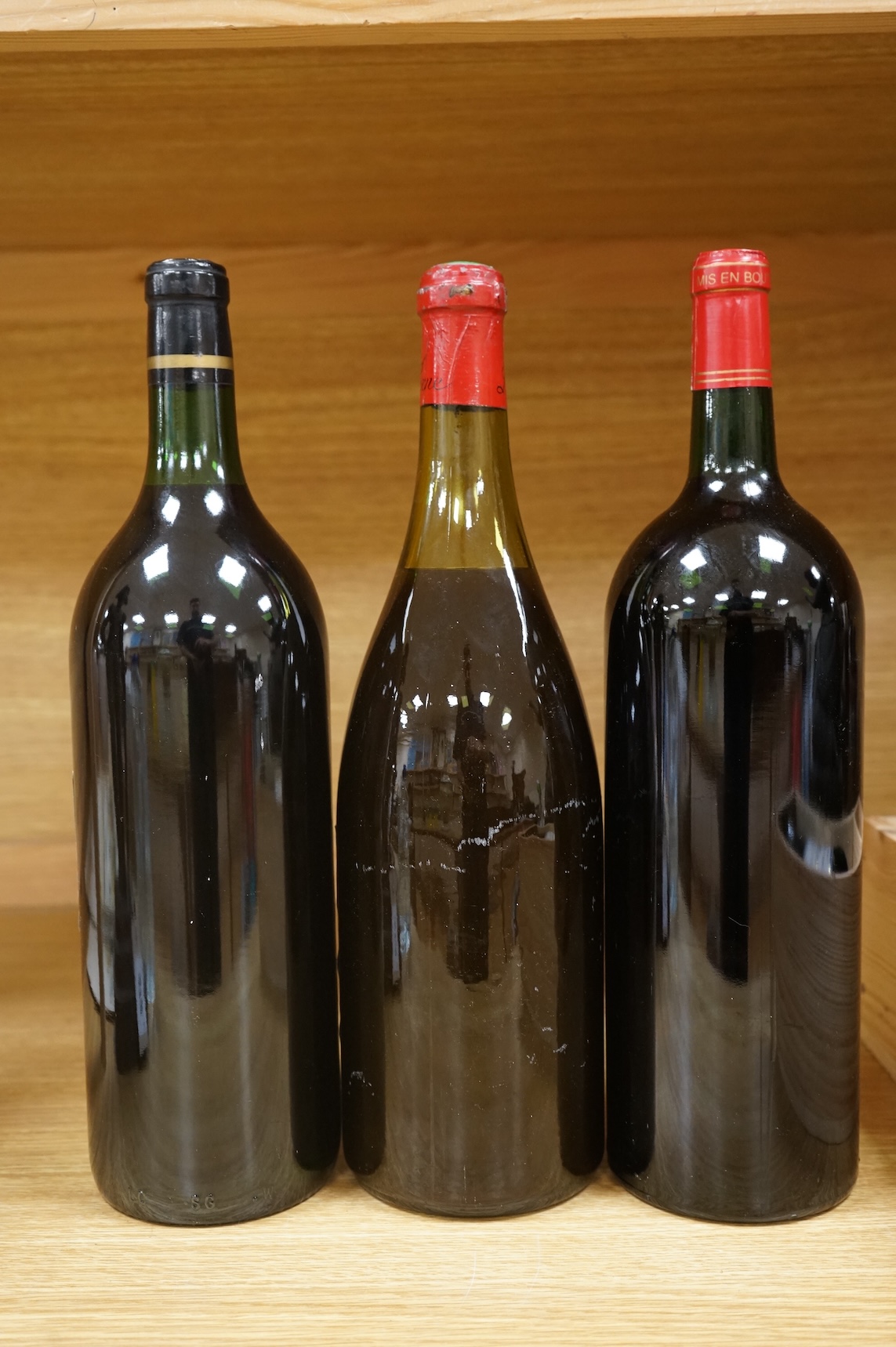 Wine: Chateau Thibaut, 1985 magnum Domaine Brana magnum 1998, Chateau Haut Mongreat magnum 1993, La Vielle Ferme magnum 1976